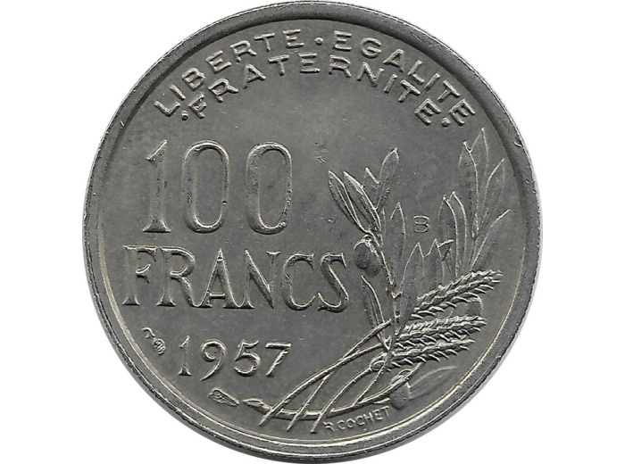 FRANCE 100 FRANCS COCHET 1957 B TTB