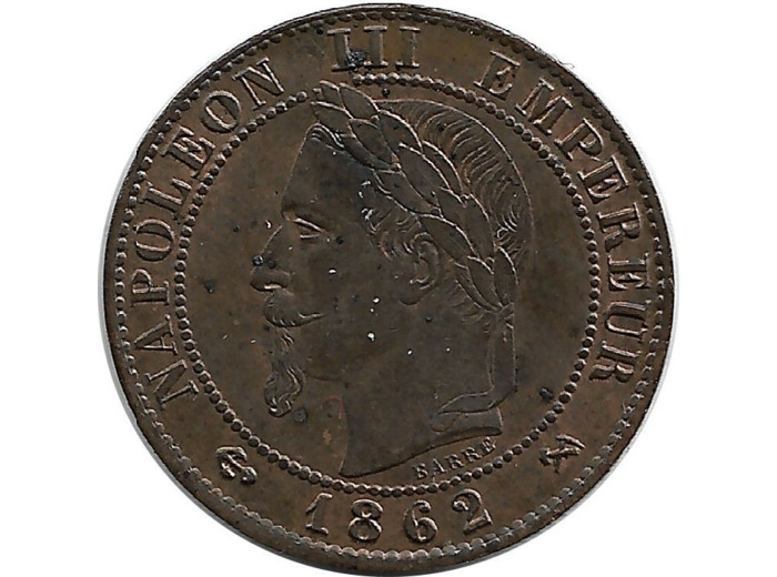 FRANCE 1 CENTIME NAPOLEON III 1862 K SUP