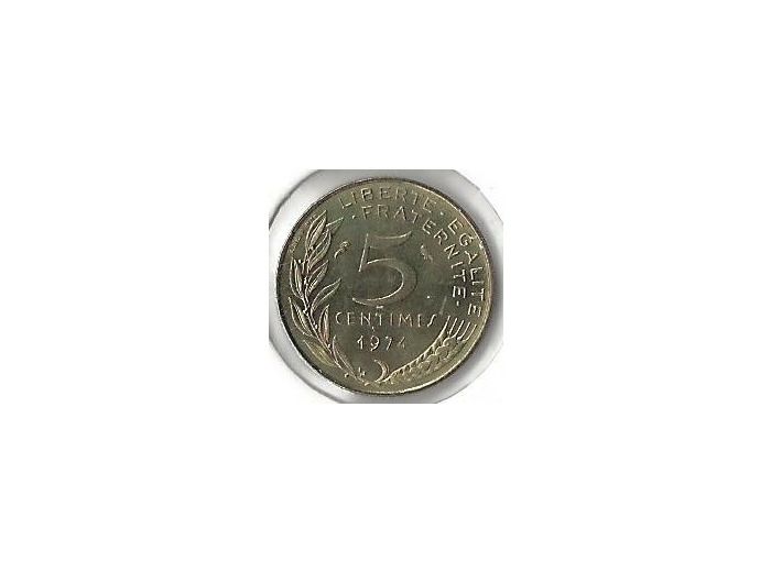 FRANCE 5 CENTIMES LAGRIFFOUL 1974 TTB+