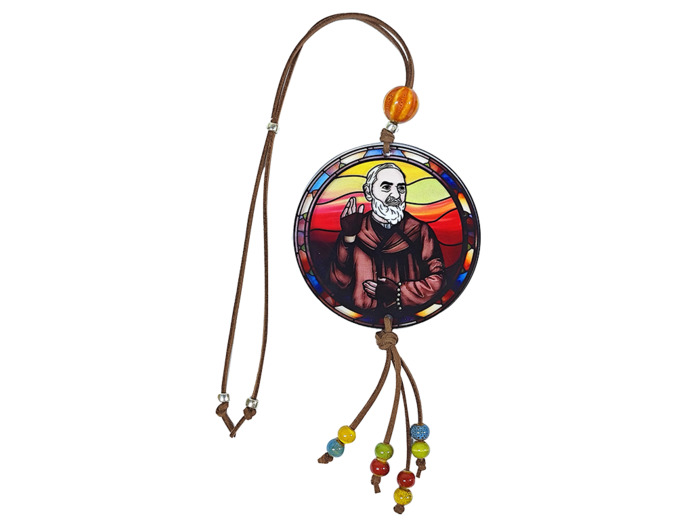 Pendentif pour voiture Acrylique D88mm - PADRE PIO