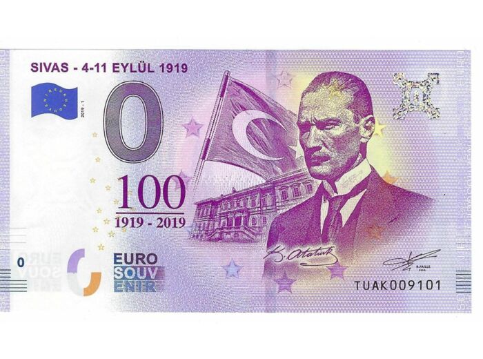 TURQUIE 2019-1 SIVAS 4-11 EYLUL 1919 BILLET SOUVENIR 0 EURO TOURISTIQUE NEUF