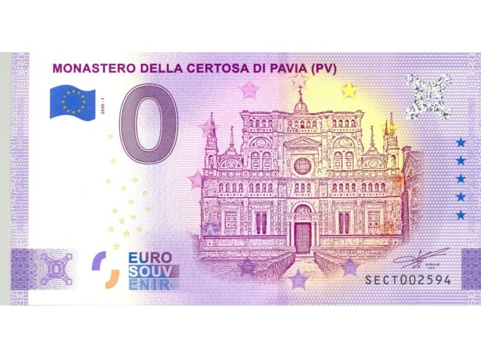 ITALIE 2020-1 MONASTERO DELLA CERTOSA DI PAVIA BILLET SOUVENIR 0 EURO
