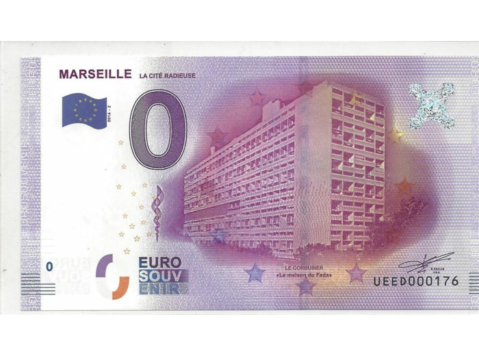 13 MARSEILLE 2016-2 LA CITE RADIEUSE BILLET SOUVENIR 0 EURO TOURISTIQUE NEUF