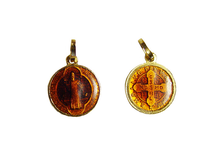 Médaille 18mm en Plaqué Or Emaillé - St Benoît
