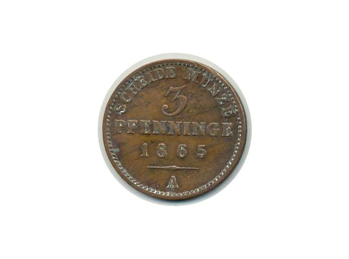 ALLEMAGNE PRUSSE 3 PFENNIG 1865 A TTB (W482)