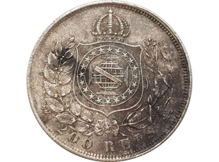BRESIL 200 REIS 1868 PEDRO II TTB (W471)