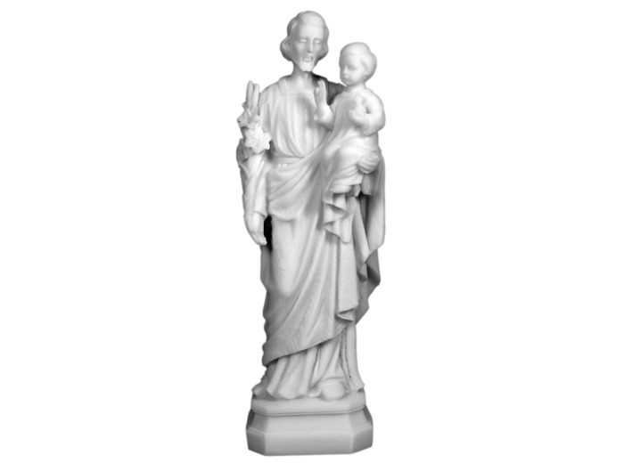 St Joseph - Statue en albâtre 20cm -Blanc