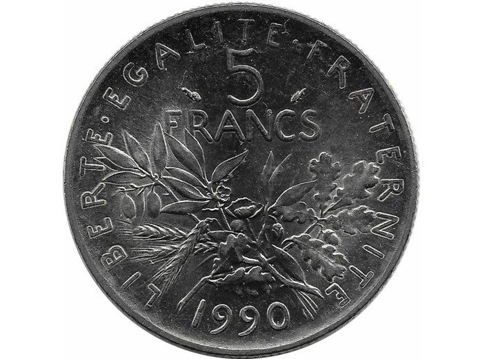 FRANCE 5 FRANCS ROTY 1990 SUP+