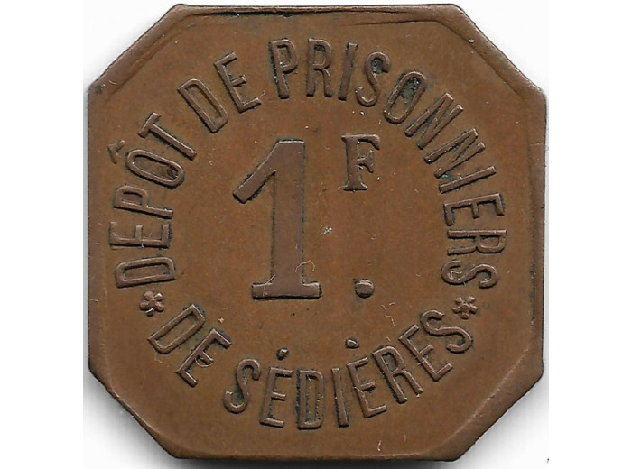 19 CORREZE - CLERGOUX 1 FRANC DEPOT DE PRISONNIERS DE SEDIERES 14/18 TTB+