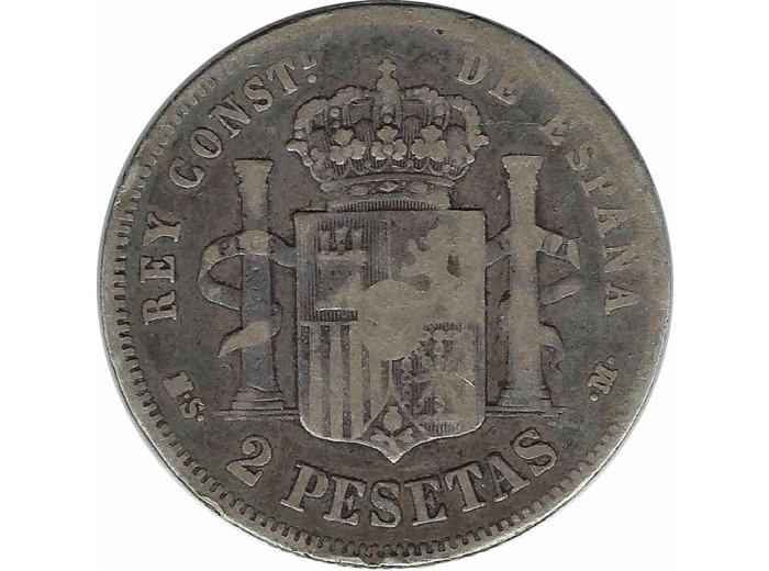 ESPAGNE 2 PESETAS 1884 TB