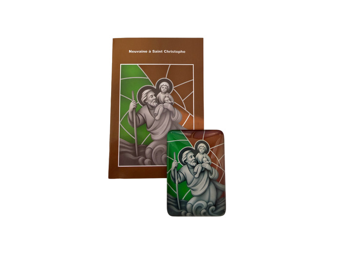 Magnet en Verre 48x68mm + Livret Neuvaine - Saint Christophe