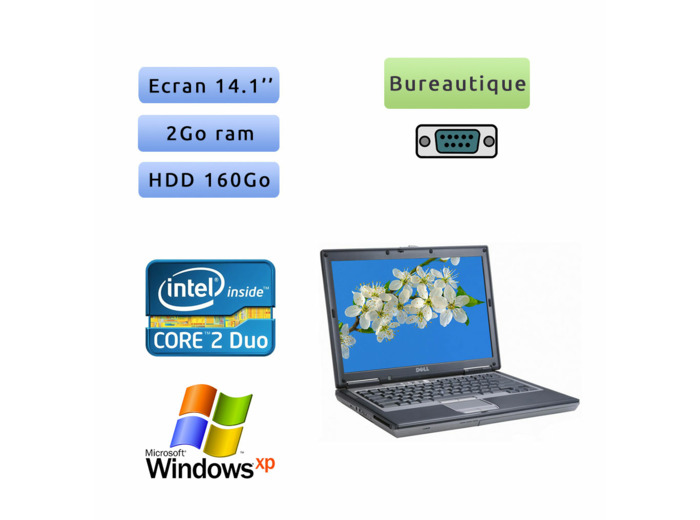 Dell Latitude D630 - Windows XP - C2D 2Go 160Go - 14.1 - Port Serie - Ordinateur Portable PC