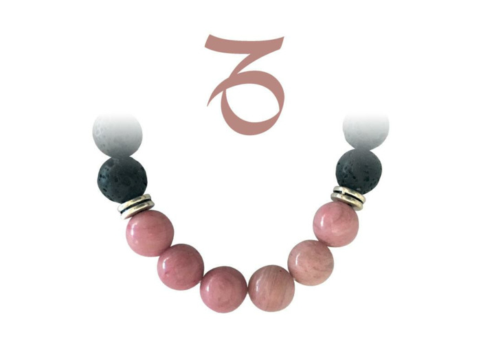 Bracelet zodiacal Rhodonite-Pierre du Capricorne