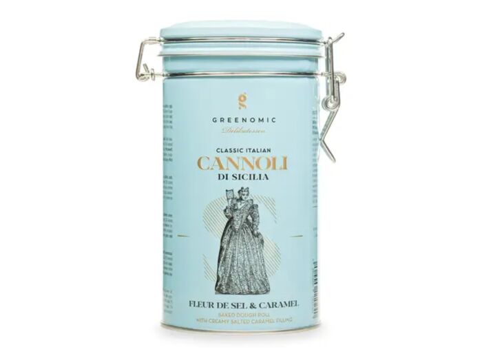 Boite Métal Cannoli Fleur de Sel et Carmel 200g
