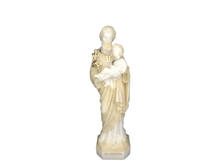 St Joseph - Statue en albâtre 14cm -Beige et Or