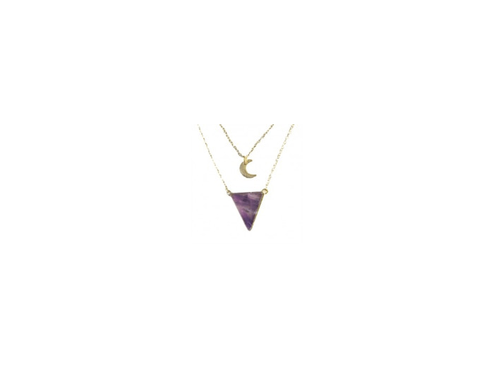 Collier Triangle et Lune Améthyste