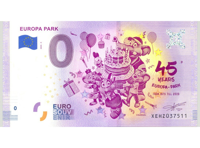 ALLEMAGNE 2020-5 EUROPA PARK 45 YEARS BILLET SOUVENIR 0 EURO TOURISTIQUE  NEUF