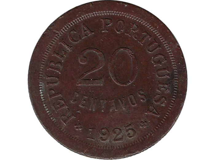 PORTUGAL 20 CENTAVOS 1925 TTB