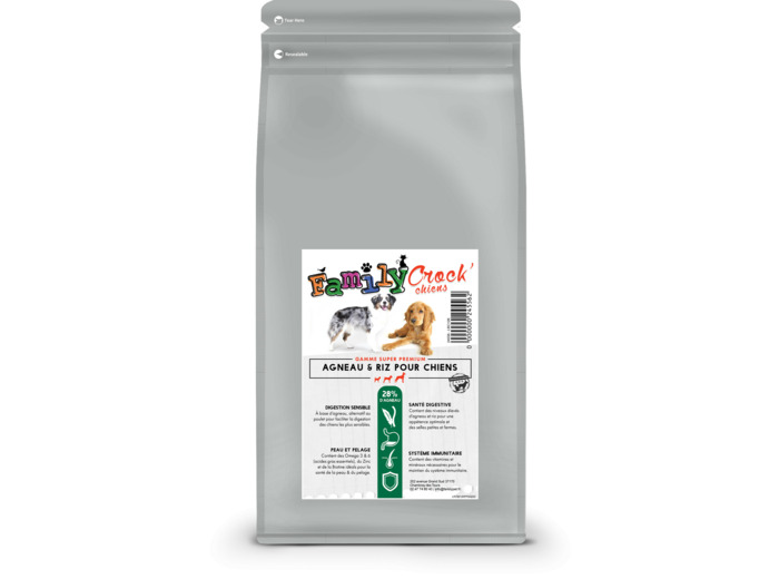 Croquettes SUPER PREMIUM à l'agneau & riz pour chiens adultes - 2 formats