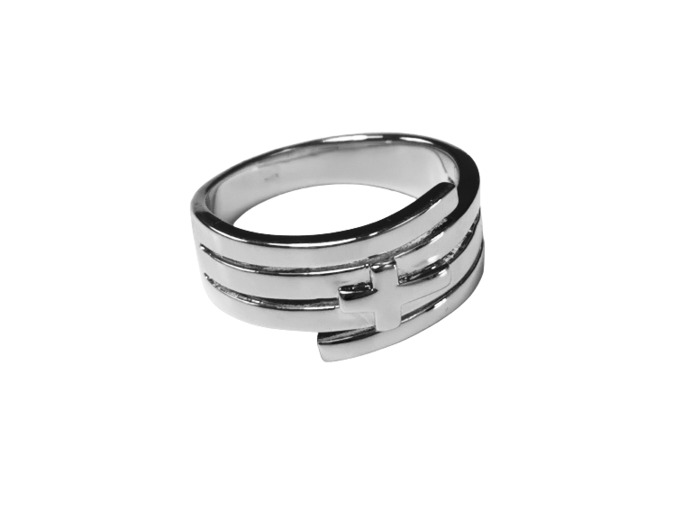 Bague Multi-Rangs en Argent traité platine Taille 62 - CROIX