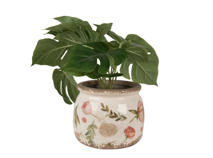 Pot de fleurs intérieur céramique beige rose 13x16x16cm