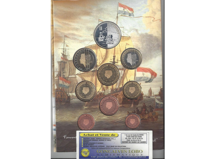 HOLLANDE (PAYS-BAS) 2002 SERIE 8 MONNAIES + 1 MEDAILLE VOC II