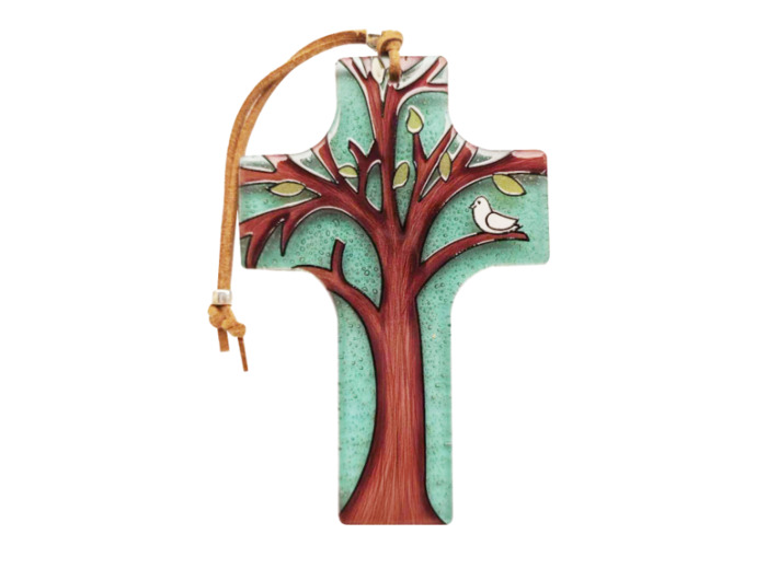 Croix en verre 8x12cm- ARBRE DE VIE