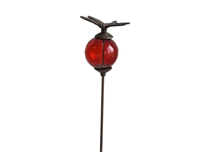 Tuteur boule libellule rouge 10x117cm