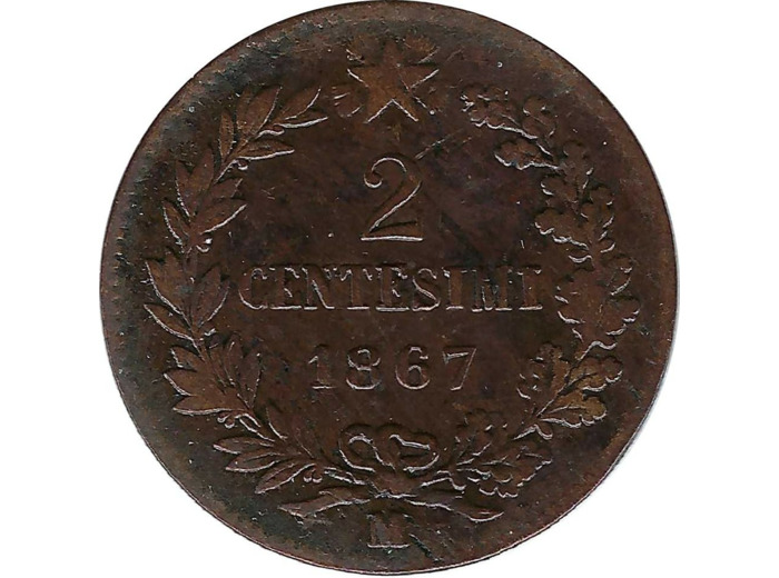 ITALIE 2 CENTESIMI 1867 M TB+ N1
