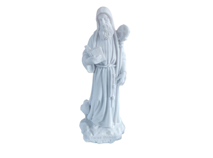 Saint Benoît - Statue en Albaster 60cm - Blanc