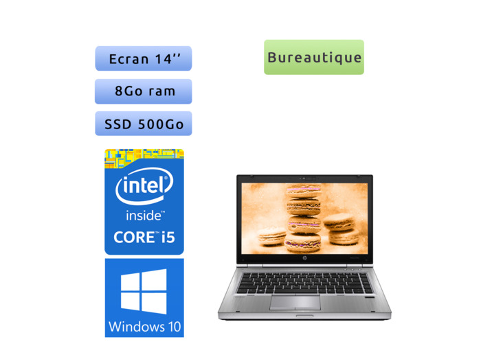 PC portable HP Windows 10 - i5 8GB 500GB SSD 14.1" - Ordinateur