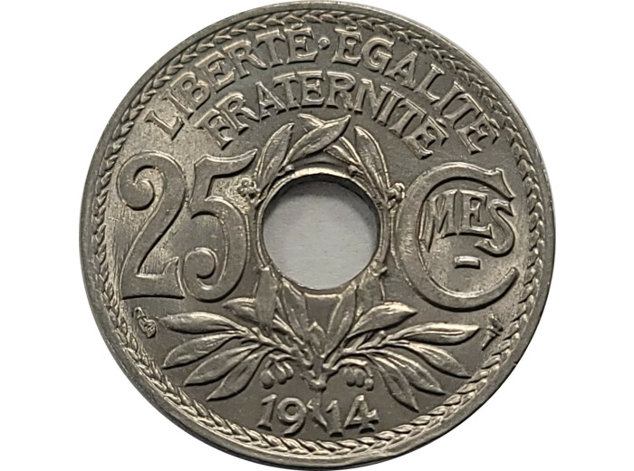 FRANCE 25 CENTIMES LINDAUER 1914 SUP (G379)