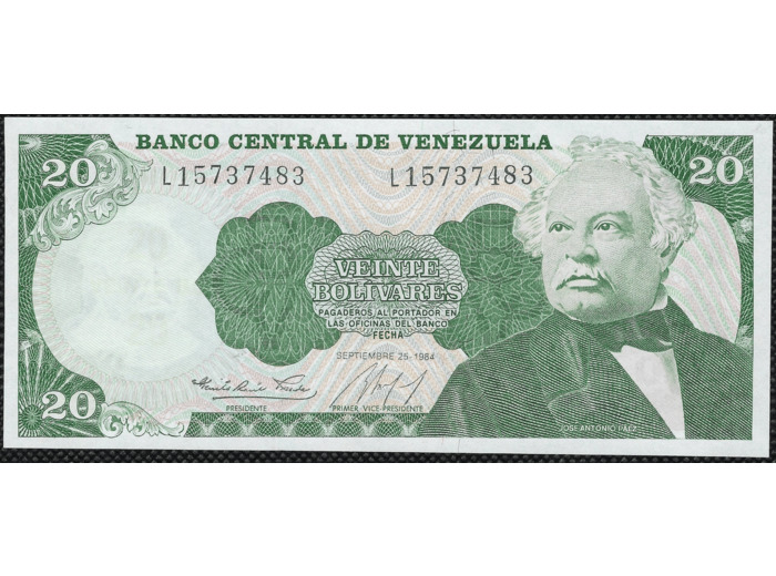 VENEZUELA 20 BOLIVARES 25 SEPTEMBRE 1984 SERIE L NEUF W64a