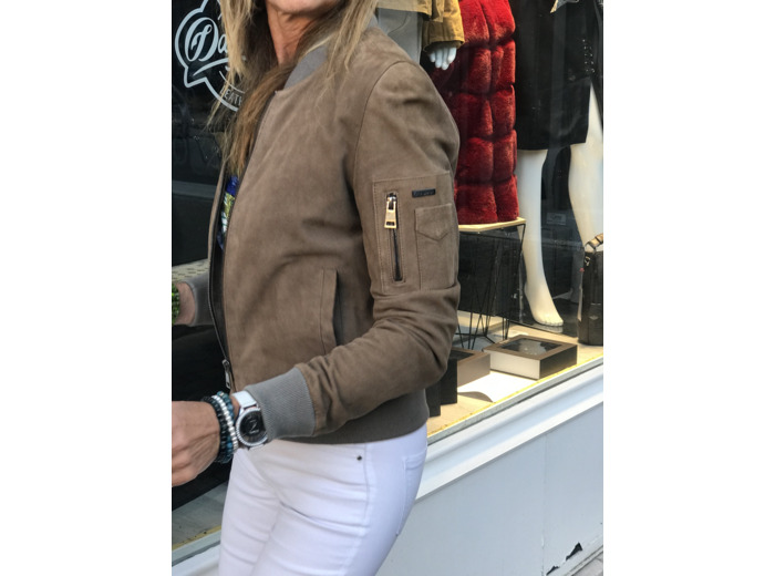 AM-02018Blouson teddy femme cuir chèvre velours