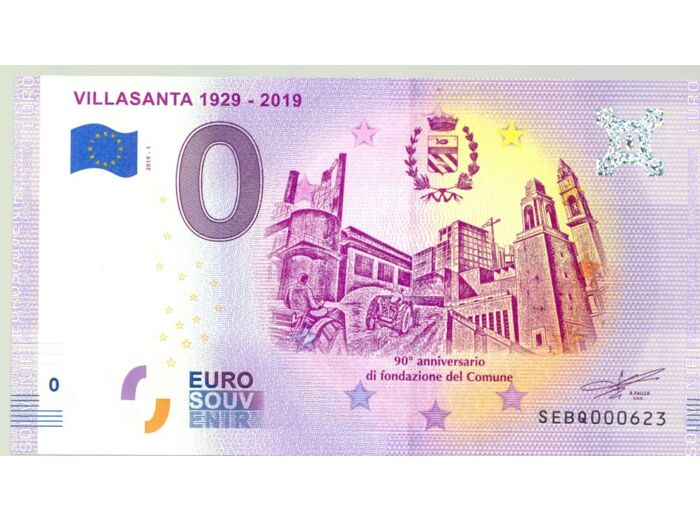 ITALIE 2019-1 VILLASANTA 1929-2019 BILLET SOUVENIR 0 EURO NEUF