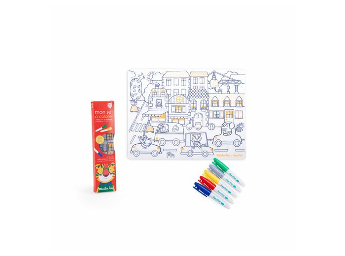 Set à colorier Moulin Roty en silicone avec 5 feutres Les Popipop