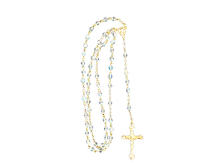 Chapelet Perles en Verre Sur Chaine Dorée - CRISTAL