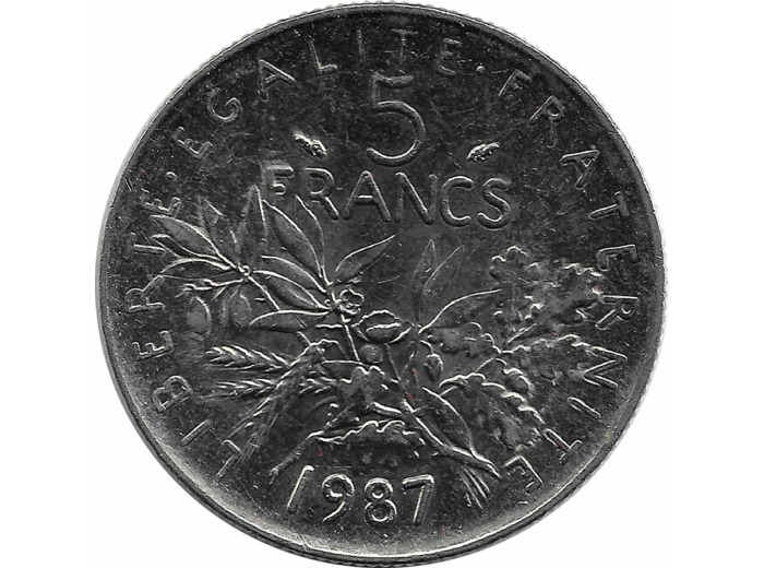 FRANCE 5 FRANCS SEMEUSE NICKEL 1987 TTB+