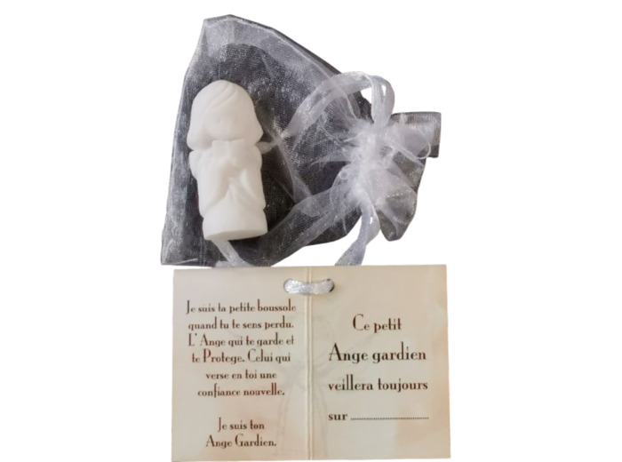 Ange Gardien Fille Livre -Statue en Albaster 4,5cm + TULLE