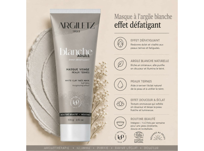 Masque argile blanche 100g LABO ARGILETZ