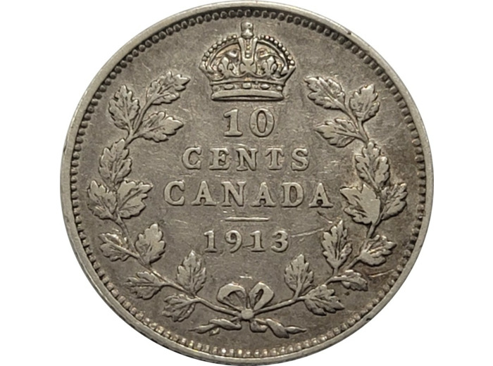 CANADA 10 CENTS GEORGES V 1913 argent TTB (W23)
