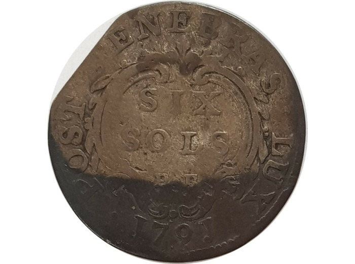 SUISSE CANTON DE GENEVE 6 SOLS 1791 PB TB
