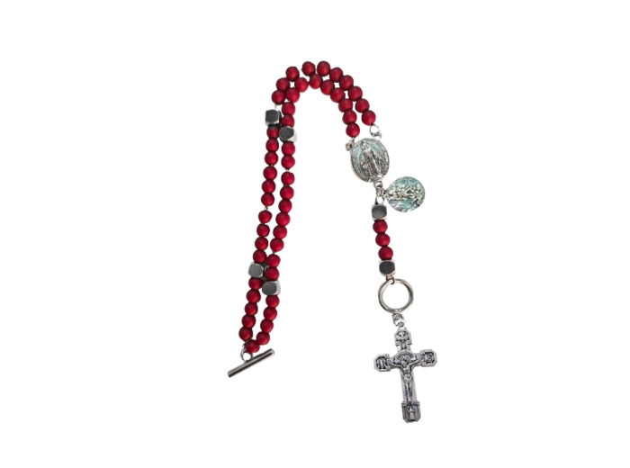 Bracelet chapelet de Combat 4mm. 2 Médailles + Livret - St Michel