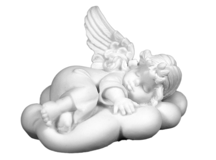 Statue en albâtre 6x10cm - ANGE ENDORMI-blanc
