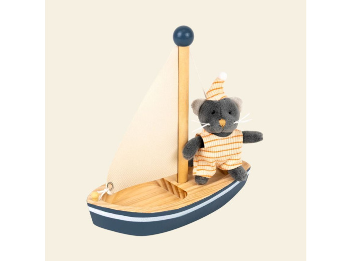 Peluche miniature Malo le chat en bateau