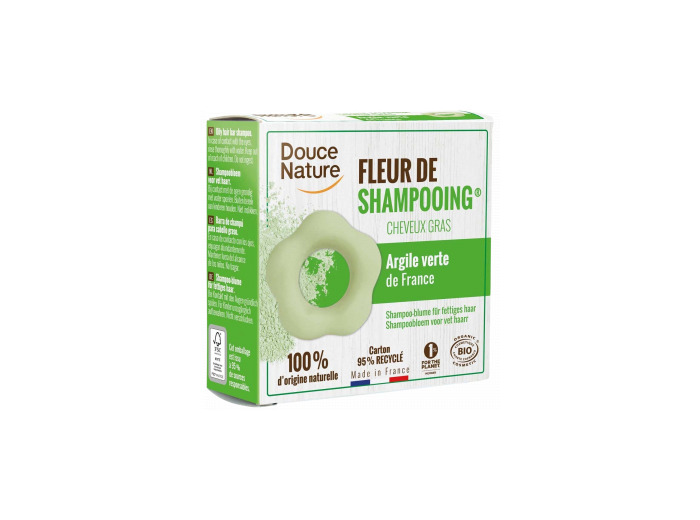 Fleur de Shampooing solide cheveux gras Ortie Karité Argile verte 85g