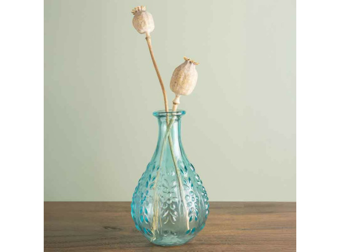 Vase Liseron bleu verre 15x9x9cm