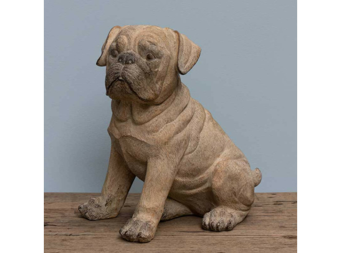 Statuette chien carlin en résine 38x25x39cm