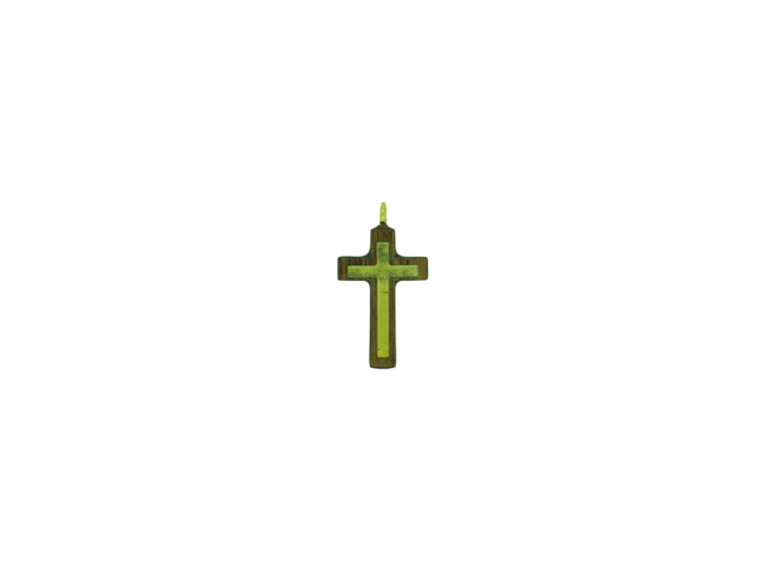 Croix en Bois d'Erable Vernis 3,8cm avec Cordon - 2 TONS