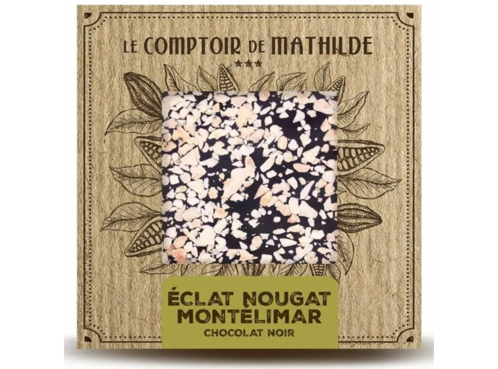 Tablette Éclat de nougat - Chocolat noir - 80G